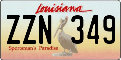 LA license plate ZZN349