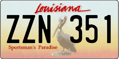 LA license plate ZZN351