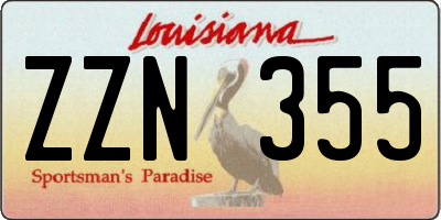 LA license plate ZZN355