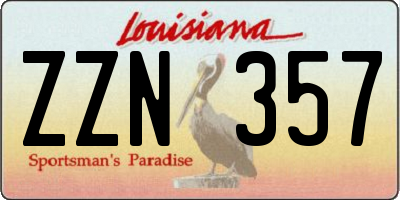 LA license plate ZZN357