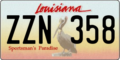 LA license plate ZZN358