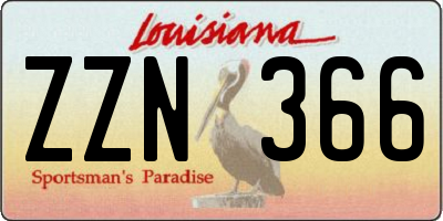 LA license plate ZZN366