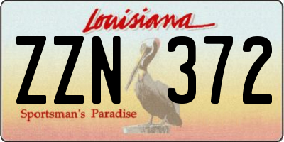 LA license plate ZZN372