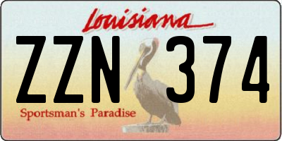 LA license plate ZZN374