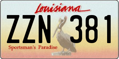 LA license plate ZZN381