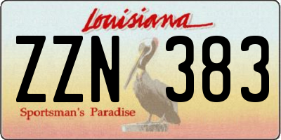 LA license plate ZZN383