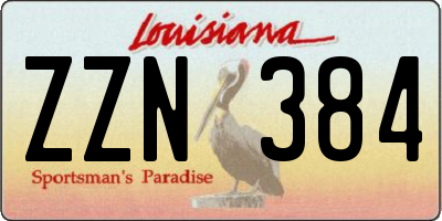 LA license plate ZZN384