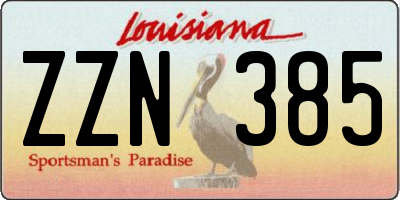 LA license plate ZZN385