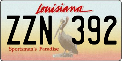 LA license plate ZZN392