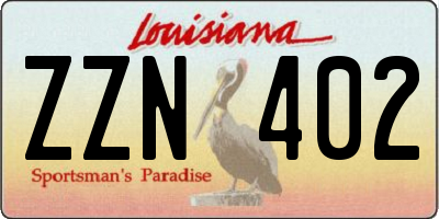 LA license plate ZZN402