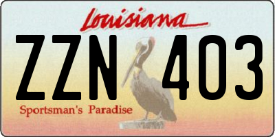 LA license plate ZZN403