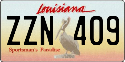 LA license plate ZZN409