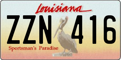 LA license plate ZZN416