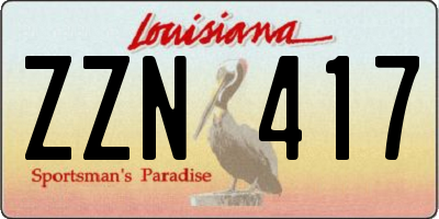 LA license plate ZZN417