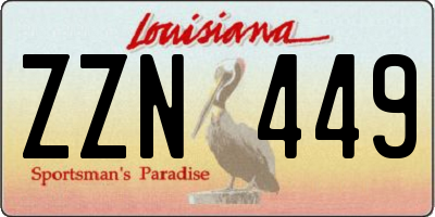 LA license plate ZZN449