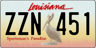 LA license plate ZZN451