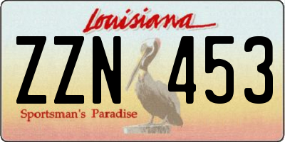 LA license plate ZZN453