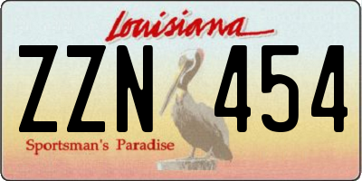 LA license plate ZZN454