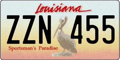 LA license plate ZZN455