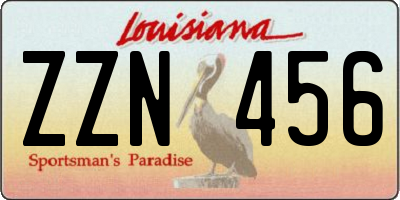 LA license plate ZZN456