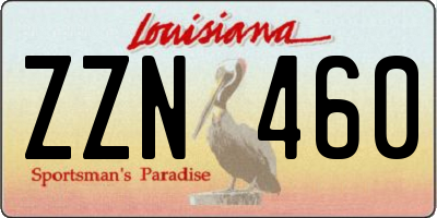 LA license plate ZZN460