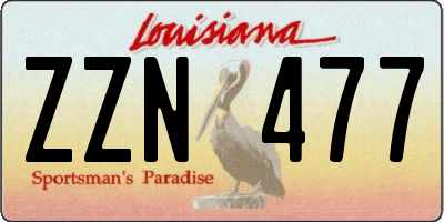 LA license plate ZZN477