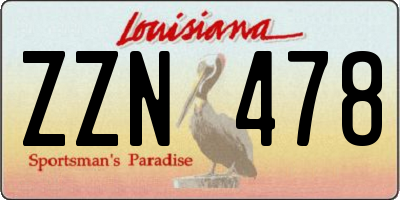 LA license plate ZZN478