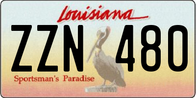 LA license plate ZZN480