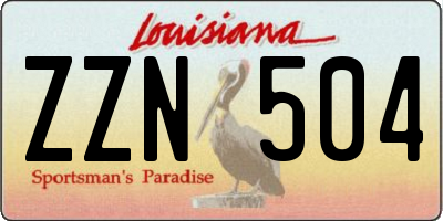 LA license plate ZZN504