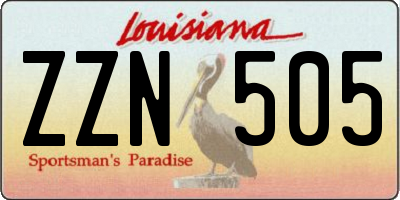 LA license plate ZZN505