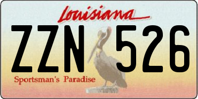 LA license plate ZZN526