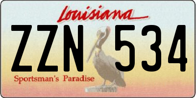 LA license plate ZZN534