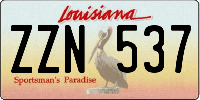 LA license plate ZZN537