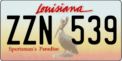 LA license plate ZZN539