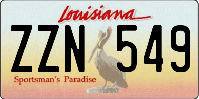 LA license plate ZZN549