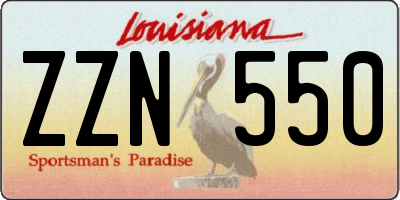 LA license plate ZZN550