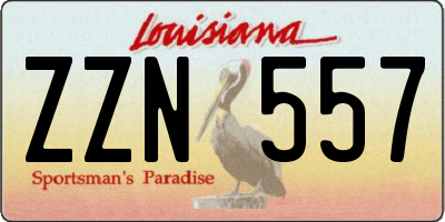 LA license plate ZZN557