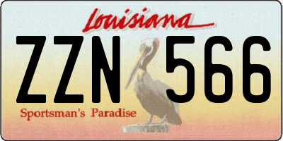 LA license plate ZZN566