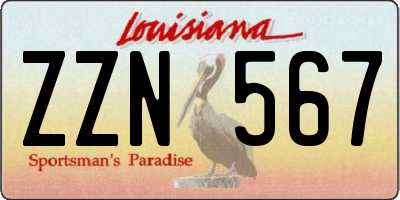 LA license plate ZZN567