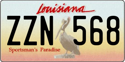 LA license plate ZZN568