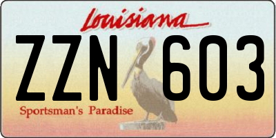 LA license plate ZZN603