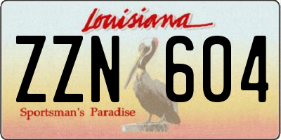 LA license plate ZZN604