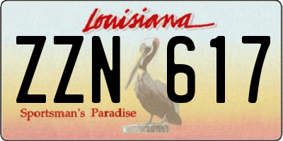 LA license plate ZZN617