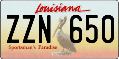 LA license plate ZZN650