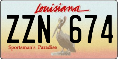 LA license plate ZZN674