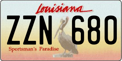 LA license plate ZZN680