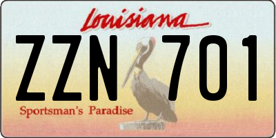 LA license plate ZZN701