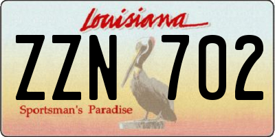 LA license plate ZZN702