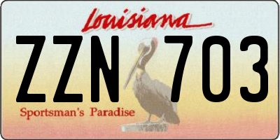 LA license plate ZZN703