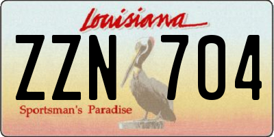 LA license plate ZZN704